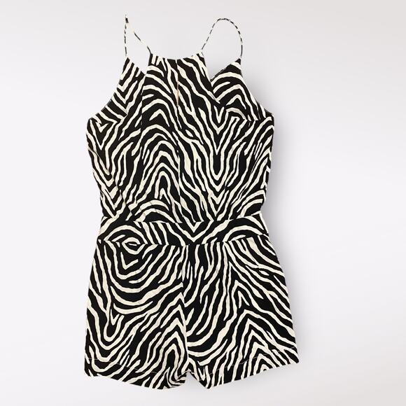 ViX Paula Hermanny Fiorella Black Nora Mini Romper Zebra Print NWOT Size M - Picture 3 of 13
